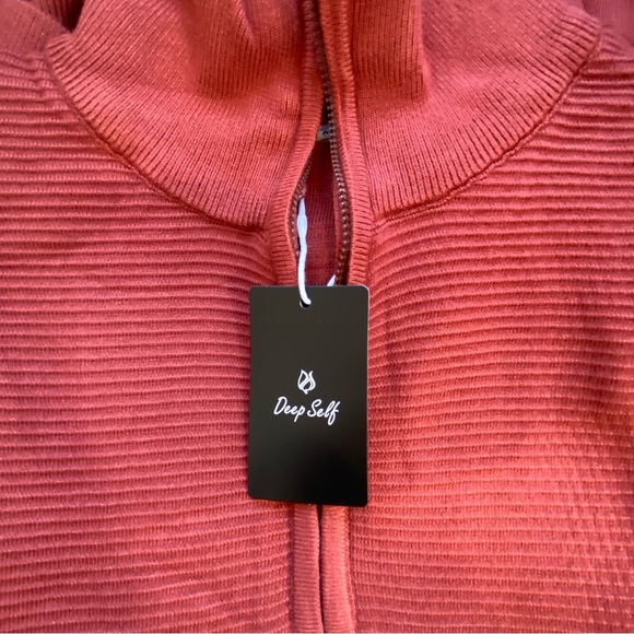 New DEEP SELF 1/4 Zip Pullover Stretch Sweater Stand Collar Ribbed Knit M V-Neck - Picture 5 of 9